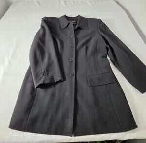 Liz Claiborne 100% Wool Womans Coat 10 Black Pre-owned Closet Staple Classic